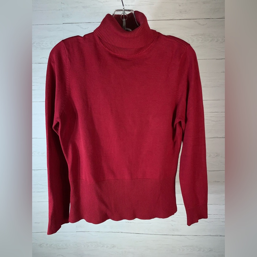 Mainbocher red turtleneck sweater womens size Small